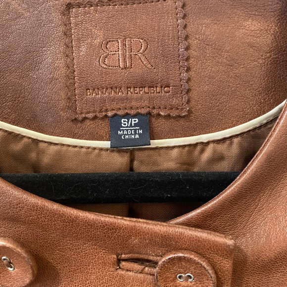 Banana Republic cropped leather jacket - rich brown, size small - Picture 3 of 3